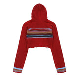 Women Sweater Short Hood Knitted Girls' Fall Color-Blocking Sweater