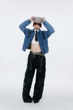 Unisex Jacket Fall Filler Washed Denim Jacket Women's Clothing