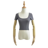 Women T-Shirt Short Sleeve All-Matching Slim Fit Slimming Top