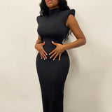 Woman Dresses Women's Spring round Neck Sleeveless Sleeve Length Dress