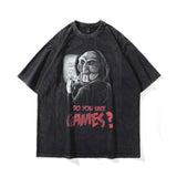 Men T Shirt Worn Looking Washed-out Cartoon Printed Short Sleeve T-shirt for Men and Women
