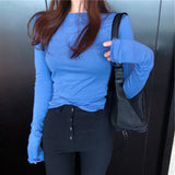 Women Long Sleeve Shirt Undershirt Slim Fit Top