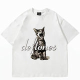 Cute and ring Cat Printed Short Sleeve T-shirt