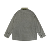 Men Long Sleeved T Shirt Vintage Plaid Long Sleeve Shirt Ins Bear Embroidery Pocket Casual Shirt