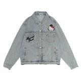 Men Denim Jacket Embroidered Denim Jacket Men's Loose Wash Denim Jacket