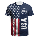 National Flag Day T Shirts Carnival Costume Men Sua Flag Printed T-shirt round Neck Short Sleeve