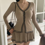 Women Long Sleeve Shirt Top Button Long Sleeve Cardigan Jacket Skirt