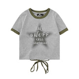Women T-shirt Printed Short-Sleeved T-shirt Women's Summer Midriff Outfit round Neck