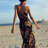 Women Desses Printing Slip Dress Beach Dress