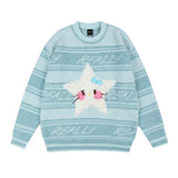 Women Sweater round Neck Sweater Loose Girls Autumn Stripes