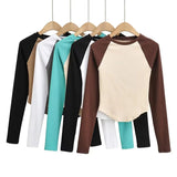 Women T-Shirt Long-Sleeved T-shirt Women's round Neck Bottoming Shirt Top