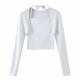 Women T-Shirt Vest Long Sleeve Short Top Women