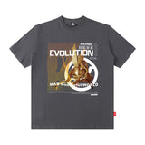 Men T Shirt Gothic Printed round Neck T-shirt Men and Women High Street Couple