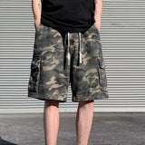 Men Sweatpants Vintage Camouflage Shorts Men's Summer Straight Loose