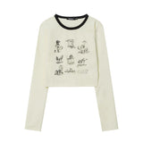 Women Long Sleeve T-Shirt Printed Short-Sleeved T-shirt Women's Spring and Autumn Casual