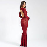 Women's Desses round Neck Printed Fishtail Dress Dress