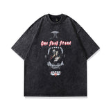 Men's T Shirt Cartoon Printed round Neck Short Sleeve T-shirt Men's and Women's Retro Vibe Style