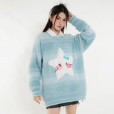 Women Sweater round Neck Sweater Loose Girls Autumn Stripes