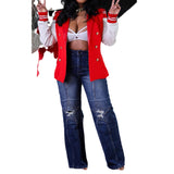 Women Cargo Pants Stitching Jeans Women's Ripped Tooling