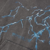 Men Hoodie Lightning Print Sweater Pullover Loose Autumn Washed and Worn Hoodie Fashion Brand Hip Hop
