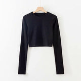 Women Skirt Crew Neck Slim-Fit Short Long Sleeve T-shirt Spring and Summer Suit