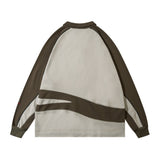 Men Hoodie Lapel Sweater Men's Color Matching Half-Open Collar Letter Printed Sweatshirt
