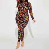 Women Jumpsuit Summer Vintage Printed Tight Jumpsuit