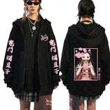 Men Women Anime Zip Hoodie Demon Slayer Graphic Print
