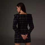 Women Desses Classic Style Square Collar Dress Fall Women's Hip-Wrapped Skirt