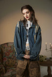 Unisex Jacket Autumn Contrast Color Denim Coat Women's Clothing