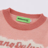 Women Sweater Color-Block Crew Neck Short Sweater Letter Autumn Sweater