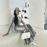 Woman Dresses Women's Spring round-Neck Long-Sleeved Dress