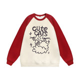 Men Hoodie Cartoon Cat Pattern Printed Sweater