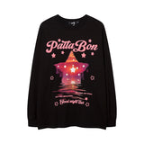 Men Long Sleeve Shirt Puff Print Couple Long Sleeve T-shirt Loose Men and Women