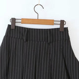 Women Skirt Retro College Style Striped Skirt Ins