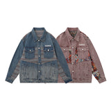 Men Denim Jacket Stitching Denim Jacket Men's Design Sense Loose Wash Distressed Denim Jacket