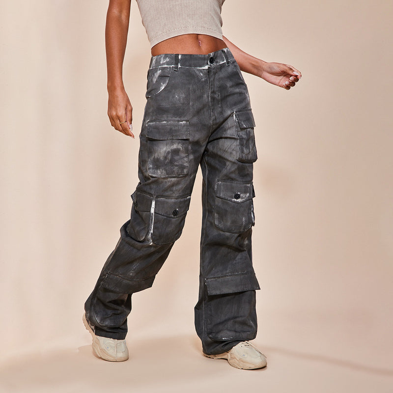 Women Cargo Pants Jeans Women's Stitching Straight