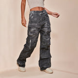 Women Cargo Pants Jeans Women's Stitching Straight
