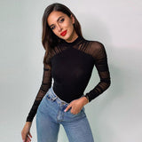 Women Jumpsuit Stitching Long Sleeve Slim Fit Jumpsuit for Women