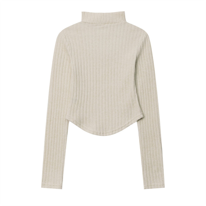 Women Long Sleeve T-Shirt Irregular Shoulder Long Sleeve T-shirt Women's Short Top