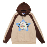 Men Hoodie Hooded Sweater Loose Casual Contrast Color Stitching