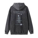 Men Hoodie Dog Printed Hoodie Men's Loose Wash Distressed Worn Pullover Side Pocket Hoodie