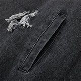 Men Denim Jacket Men's Autumn and Winter Loose Washed Distressed Denim Jacket