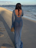 Women Sweater Dress Knitted Polo Long Skirt Sun Protection Dress Women