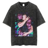 Hip Hop Streetwear Japanese Anime Graphic T Shirt Washed