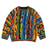 Kapital Sweater Vintage Hida Hehong Heavy Industry Pattern round Neck Retro Three-Dimensional Wave Contrast Color Sweater