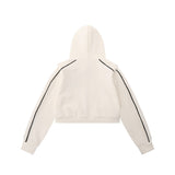 Women Hoodie Waffle Cropped Hoodie Zip Jacket