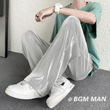 Men Sweatpants Striped Ice Silk Pants Men's Summer