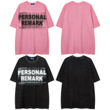 Men T Shirt Wash T-shirt Men and Women American Retro round Neck Short Sleeves