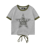 Women T-shirt Printed Short-Sleeved T-shirt Women's Summer Midriff Outfit round Neck